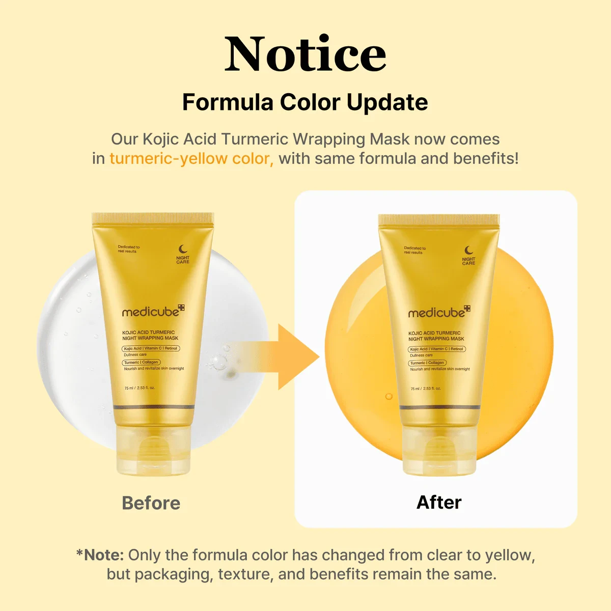 MEDICUBE Kojic Acid  Turmeric Night Wrapping Mask - 75ml