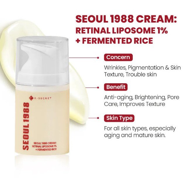 KSECRET Seoul 1988 Cream  Retinal Liposome 1% + Fermented Rice – 50ml