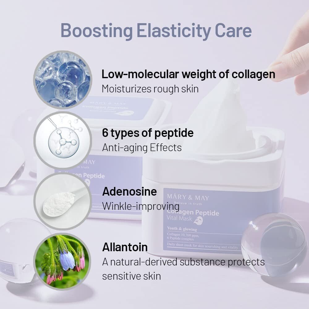 MARY & MAY Collagen Peptide Vital Mask 30 sheets - 400ml